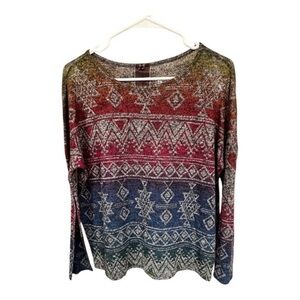Moon Collection Colorful Geometric Long Sleeve Top